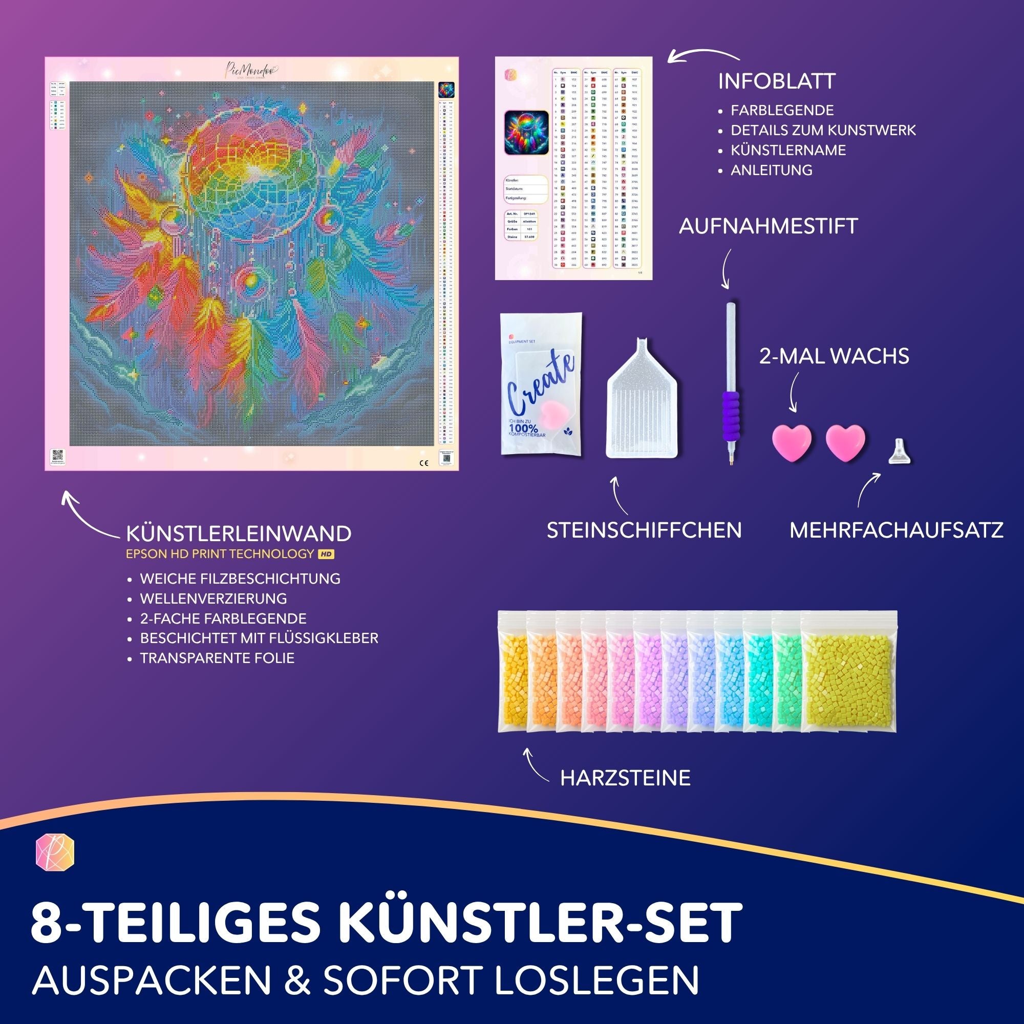 Diamond Painting 100 Farben Special - Träumerei im Federspiel