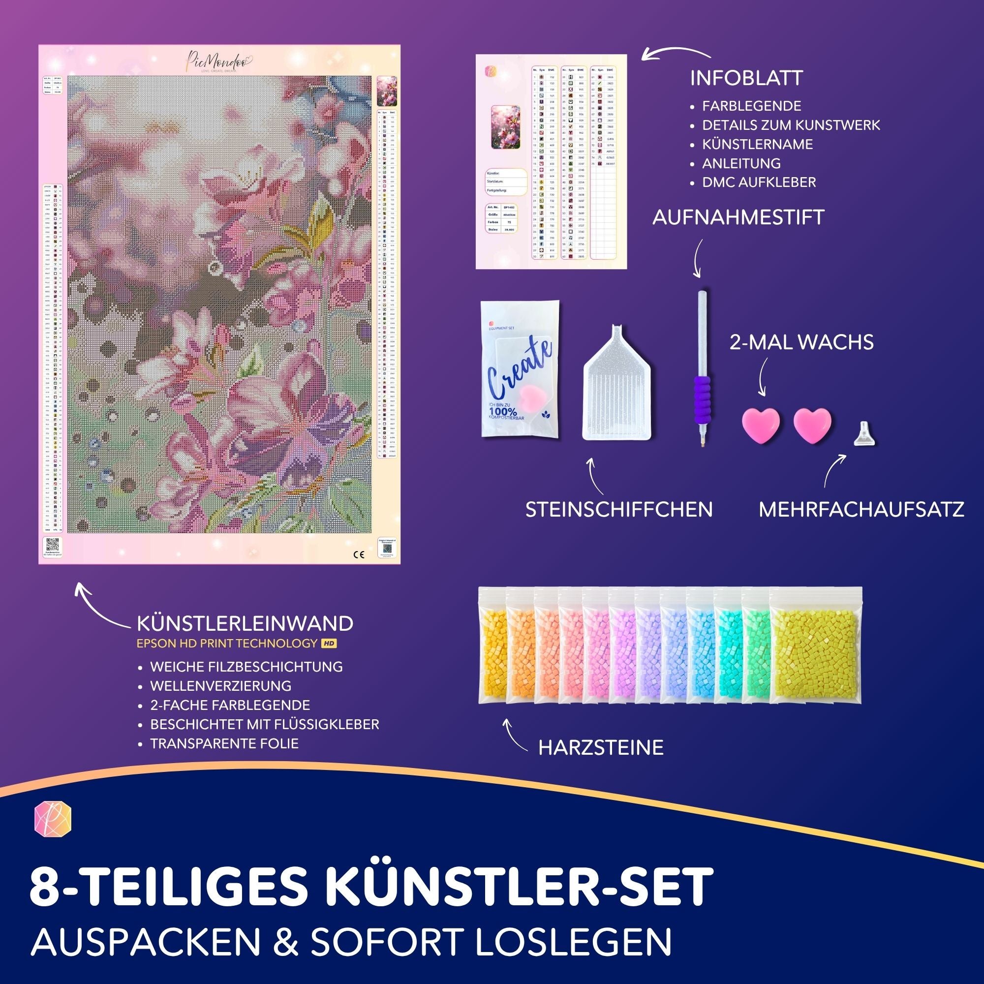 Diamond Painting - Zarte Kirschblüten