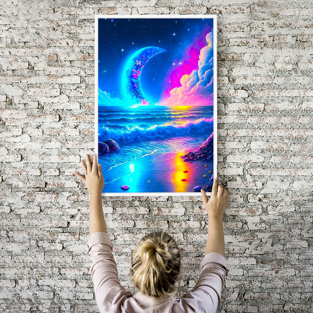 Diamond Painting AB Special Wandbild Strand im Mondschein