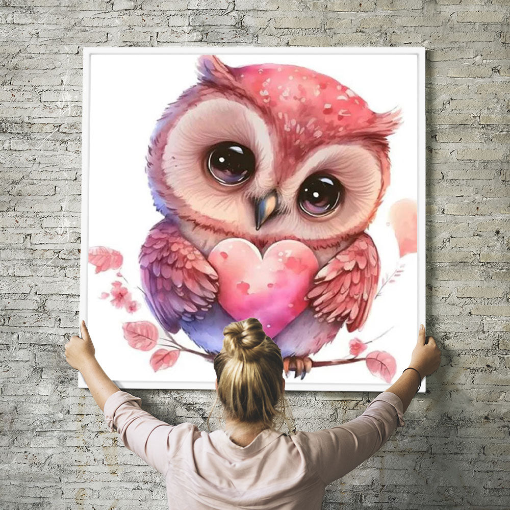GRATIS Diamond Painting Wandbild Loving Owl