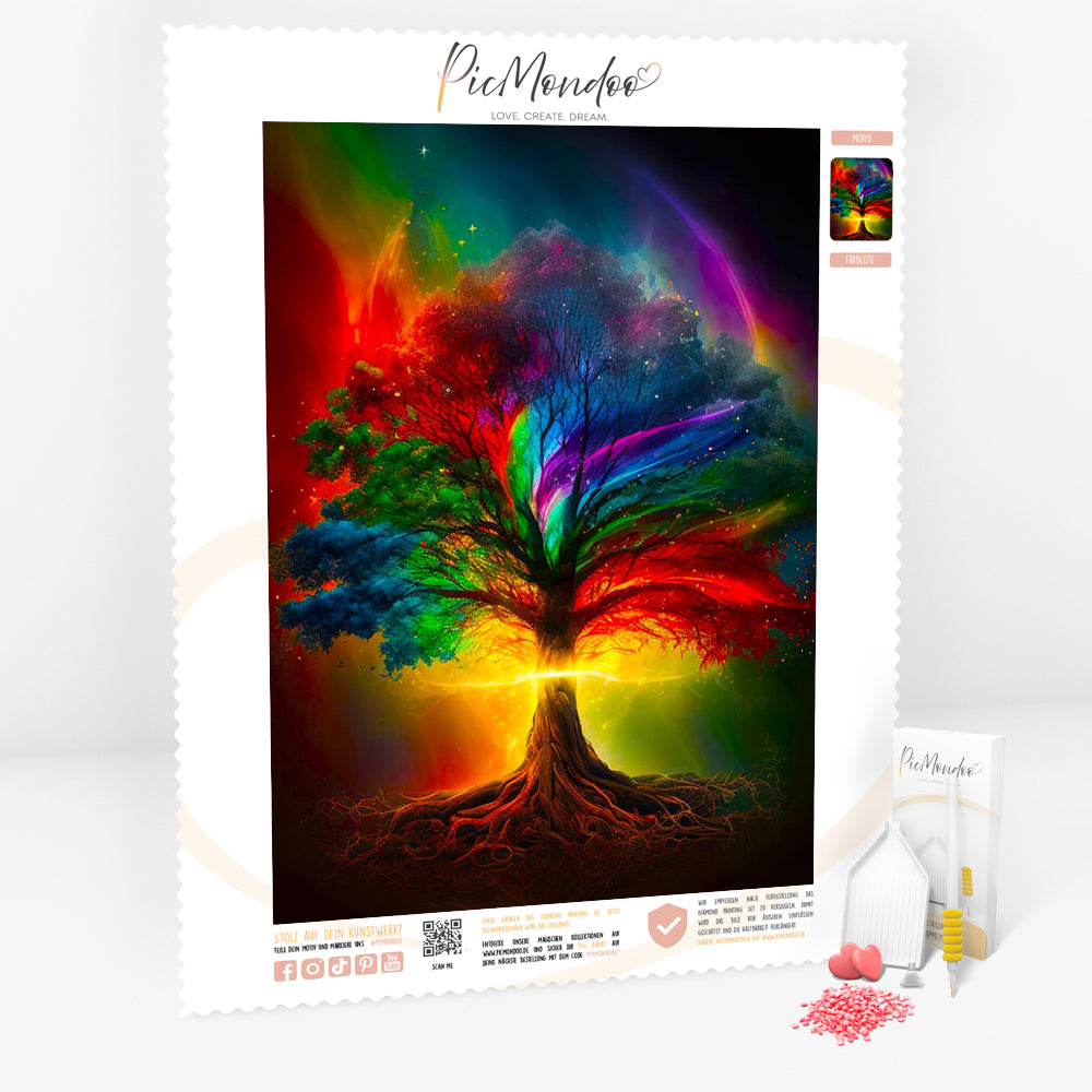 Diamond Painting Leuchtbild Special Leinwand Lebensbaum der tausend Farben