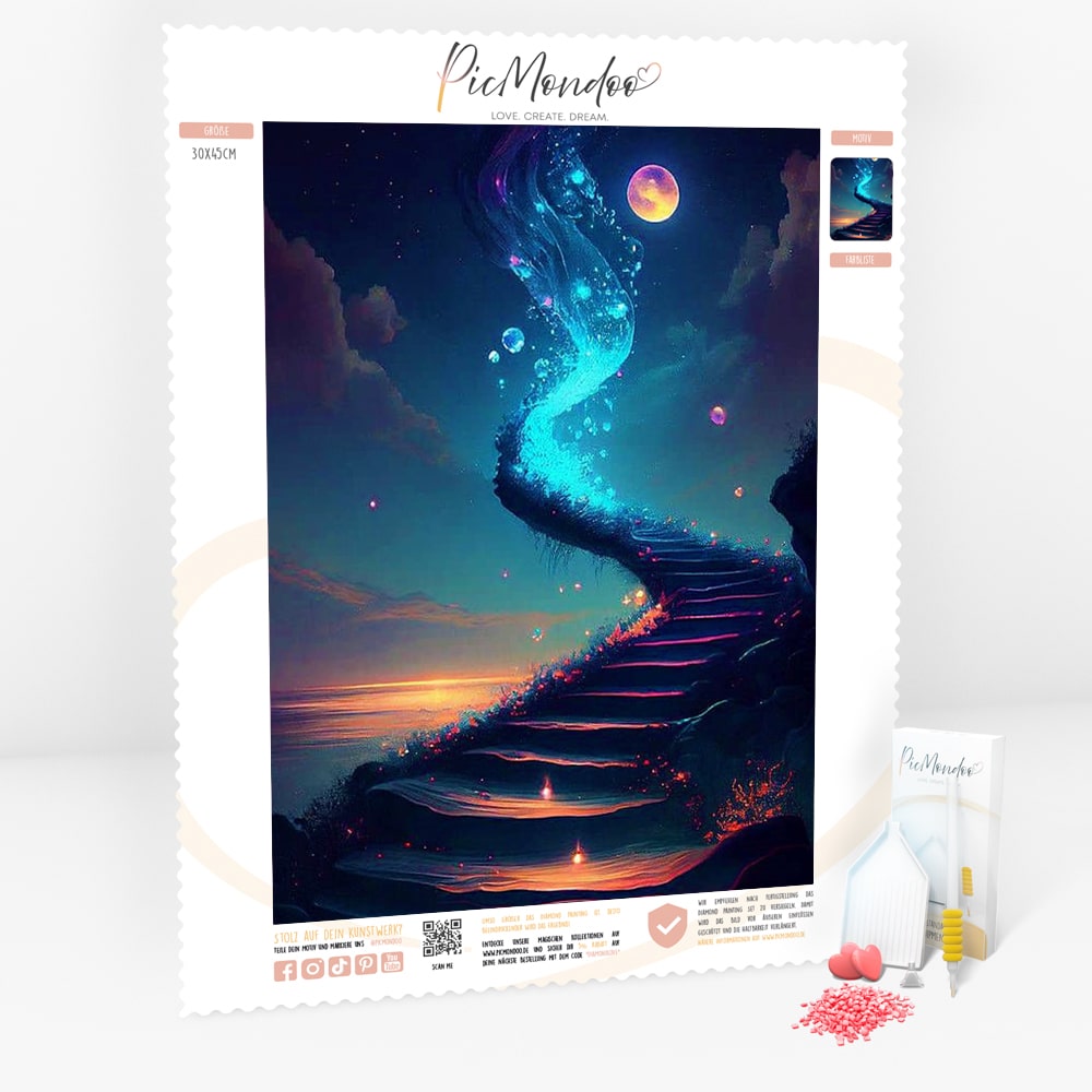 Diamond Painting Leuchtbild Special Leinwand Treppe ins Universum