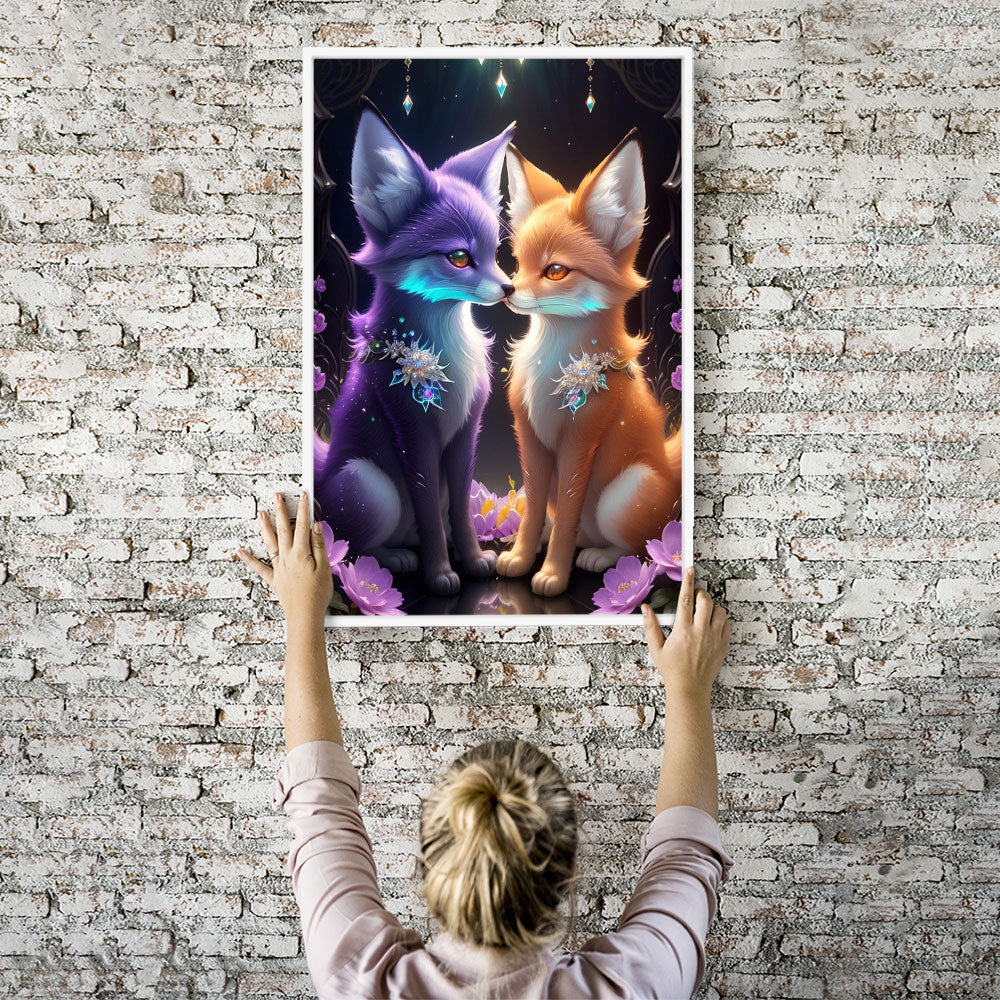 Diamond Painting Wandbild Purple and white fox