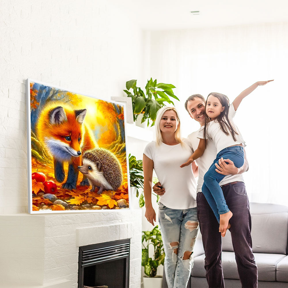 Diamond Painting Bild Waldtiere im bunten Laub "Limited Edition"