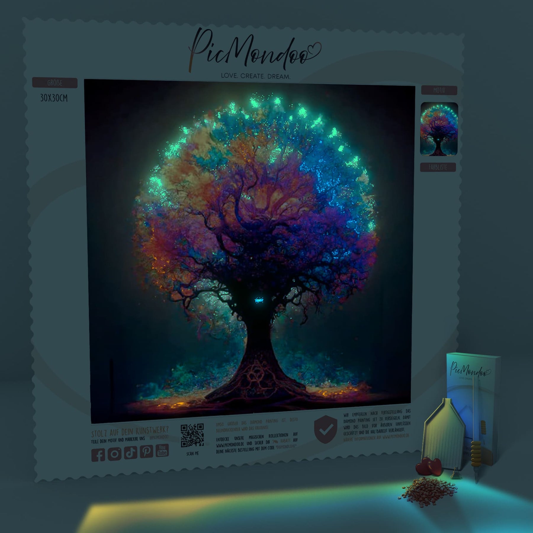 Diamond Painting Special Leinwand Colorful lightning tree
