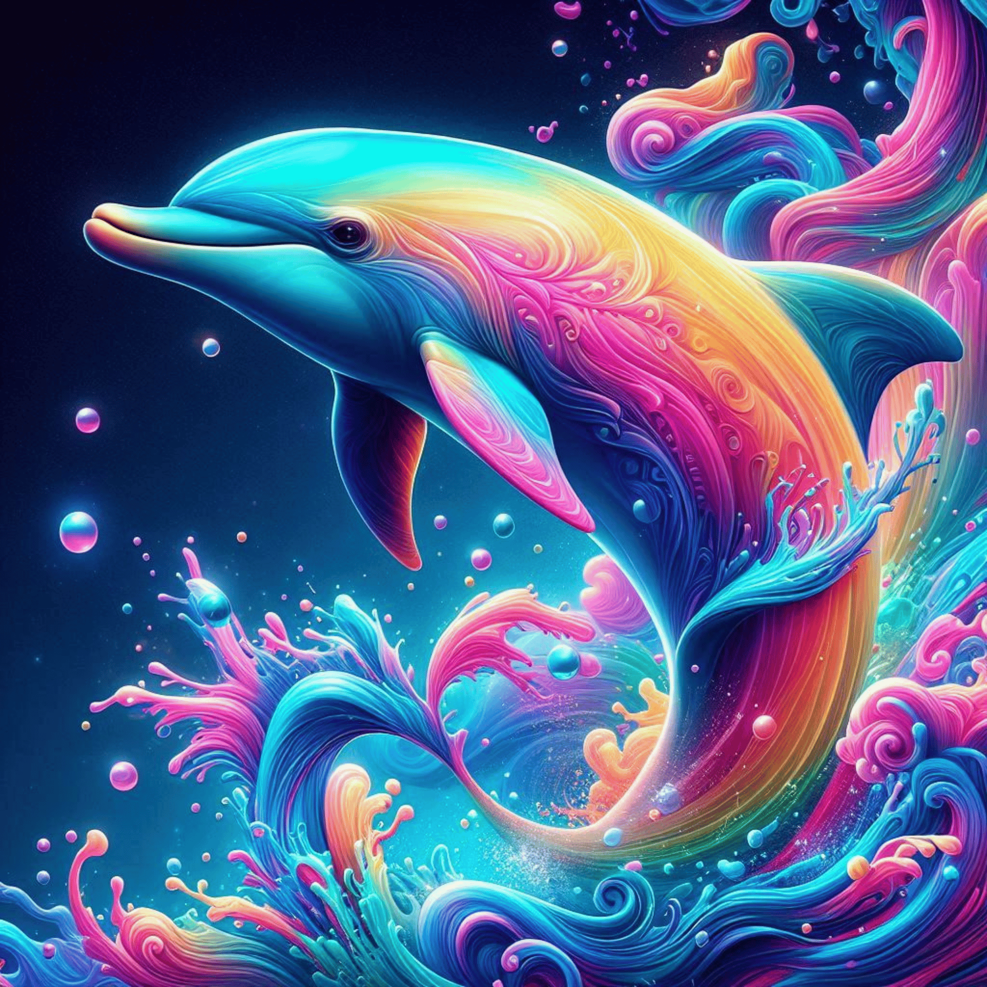 Diamond Painting - Delfin im Farbenmeer