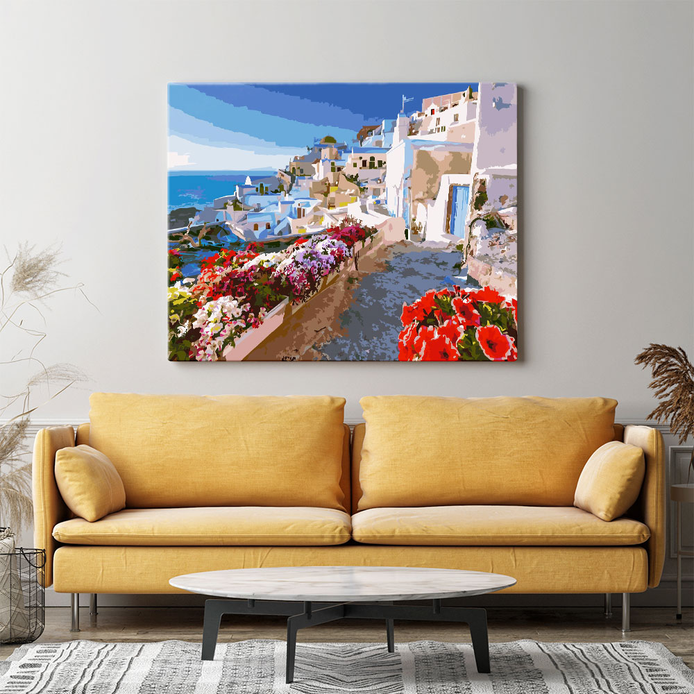 Malen nach Zahlen Set Wandgestaltung Santorini