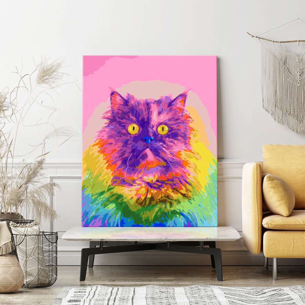Malen nach Zahlen Set Wandgestaltung Colorful Cat
