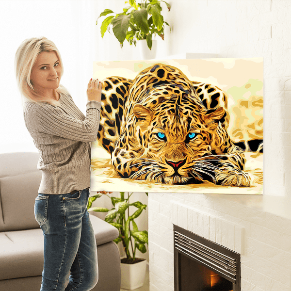 Malen nach Zahlen Set - Blue Eyes Leopard