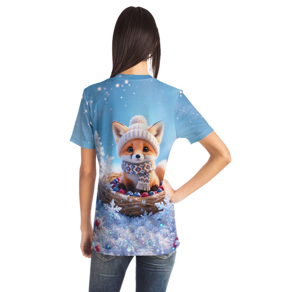 T-Shirt mit süßem Fuchs-Motiv, das sich ideal als Diamond Painting oder Malen nach Zahlen Vorlage für Erwachsene eignet.