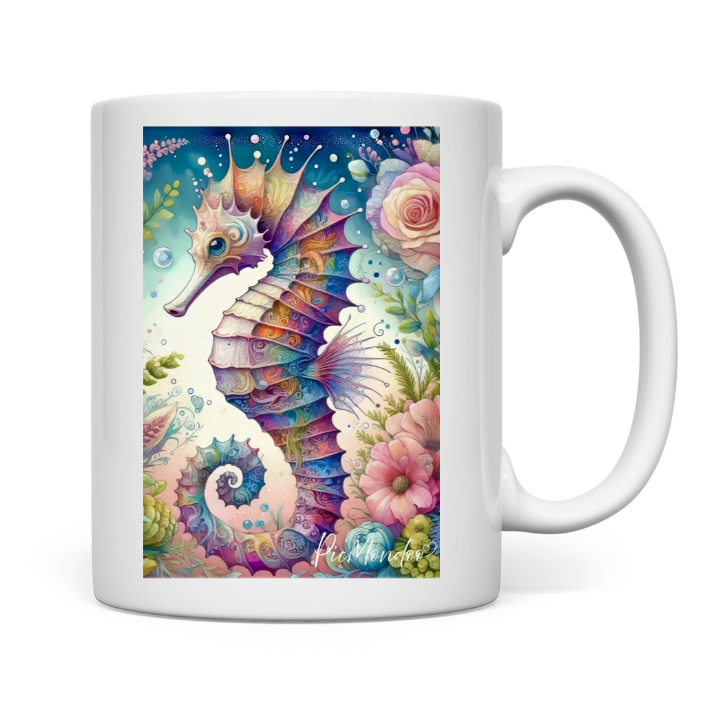 Tasse Seepferdchen Blütentraum