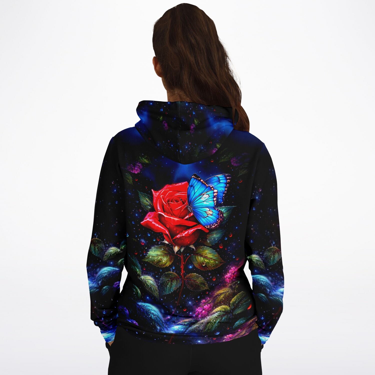 Dreamer Hoodie - Rote Rose trifft blauen Schmetterling