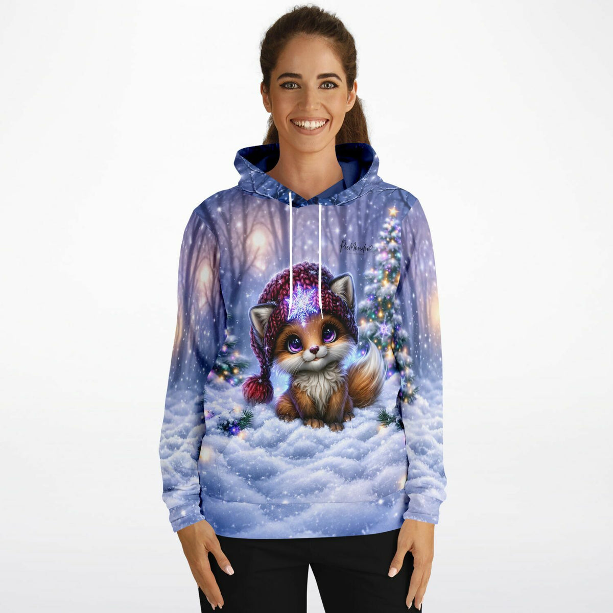 Dreamer Hoodie Kleiner Winterzauber mit süßem Fuchs-Motiv im Schnee, perfekt für Fans von Diamond Painting und DIY-Art.