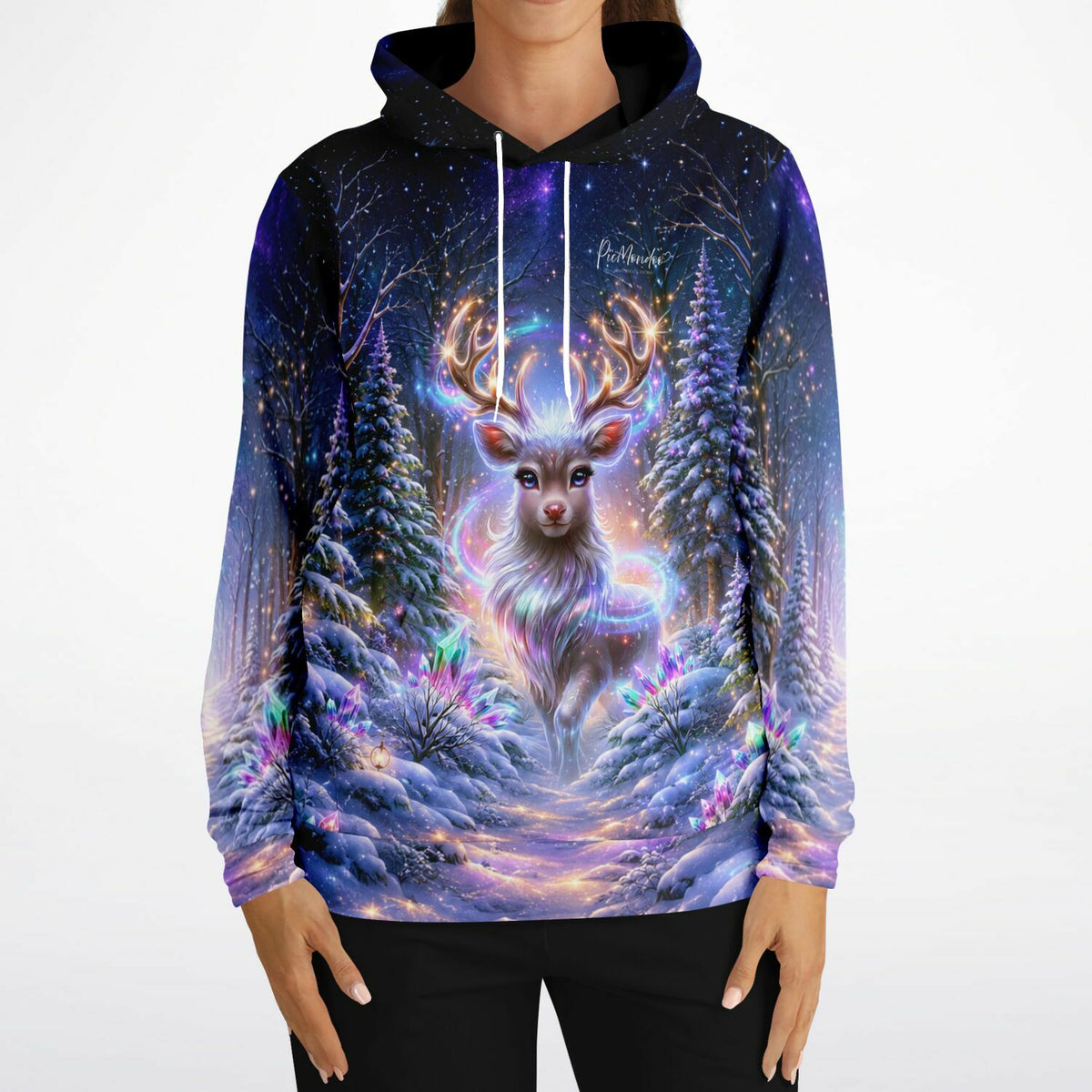 Dreamer Hoodie mit magischem Winterwald und Rentier Motiv im Stil unserer Diamond Painting und Malen nach Zahlen Kunst