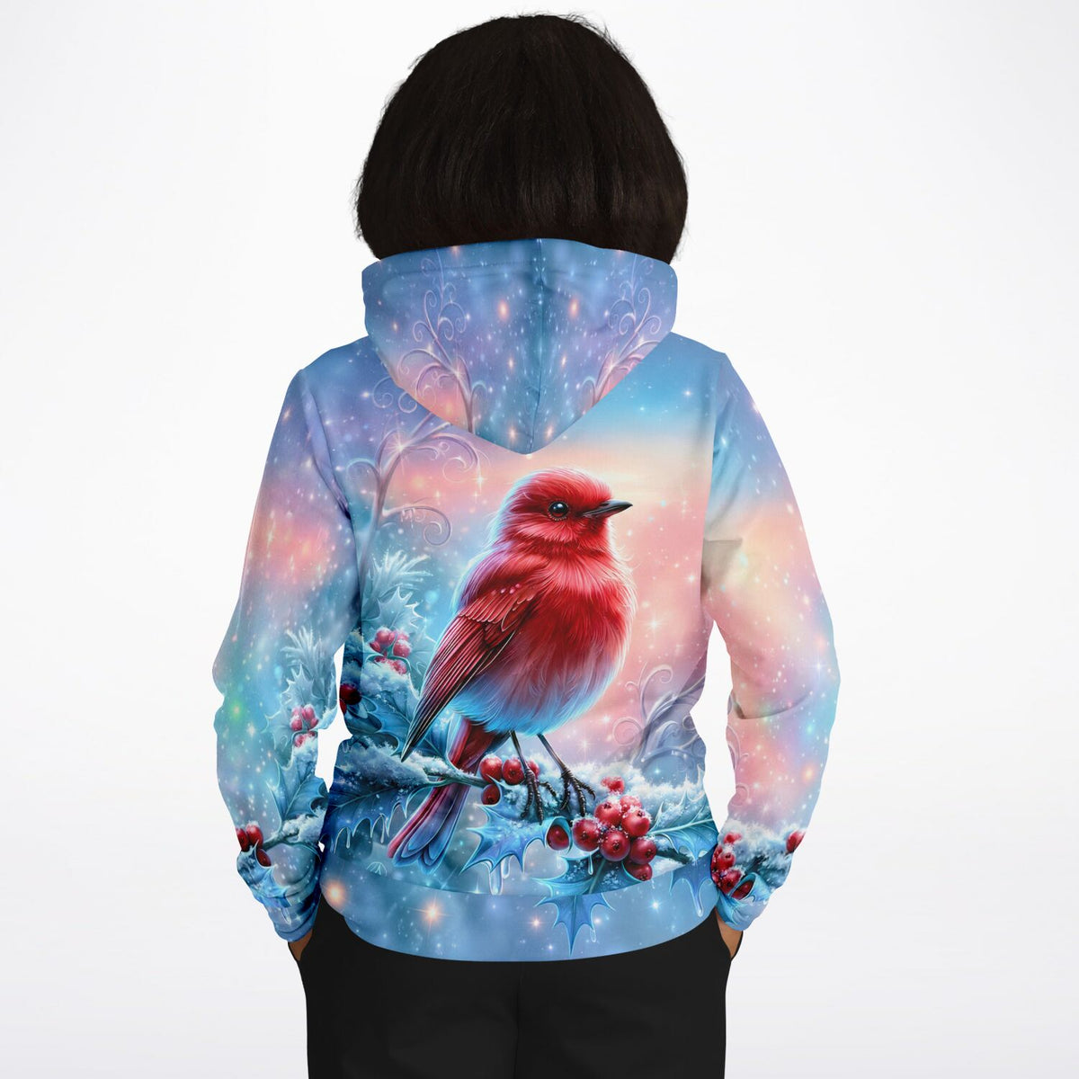 Dreamer Hoodie mit winterlichem Vogel-Motiv, perfekt für Fans von Malen nach Zahlen und Diamond Painting Kunstwerken.