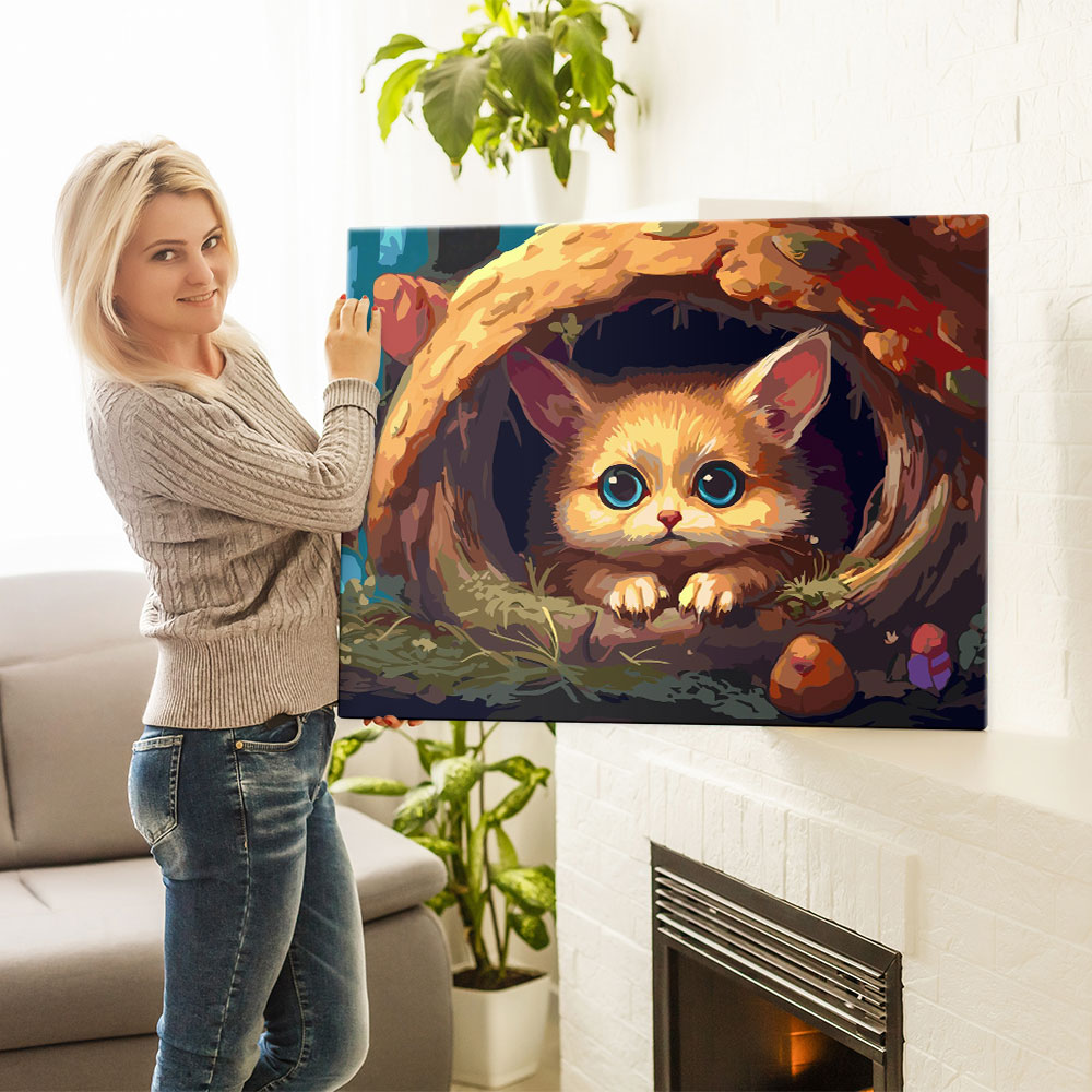 Malen nach Zahlen Set Bild Babyfuchs