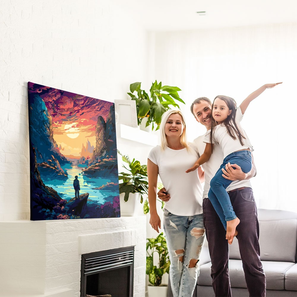 Malen nach Zahlen Set Bild Fantasy Sunset View