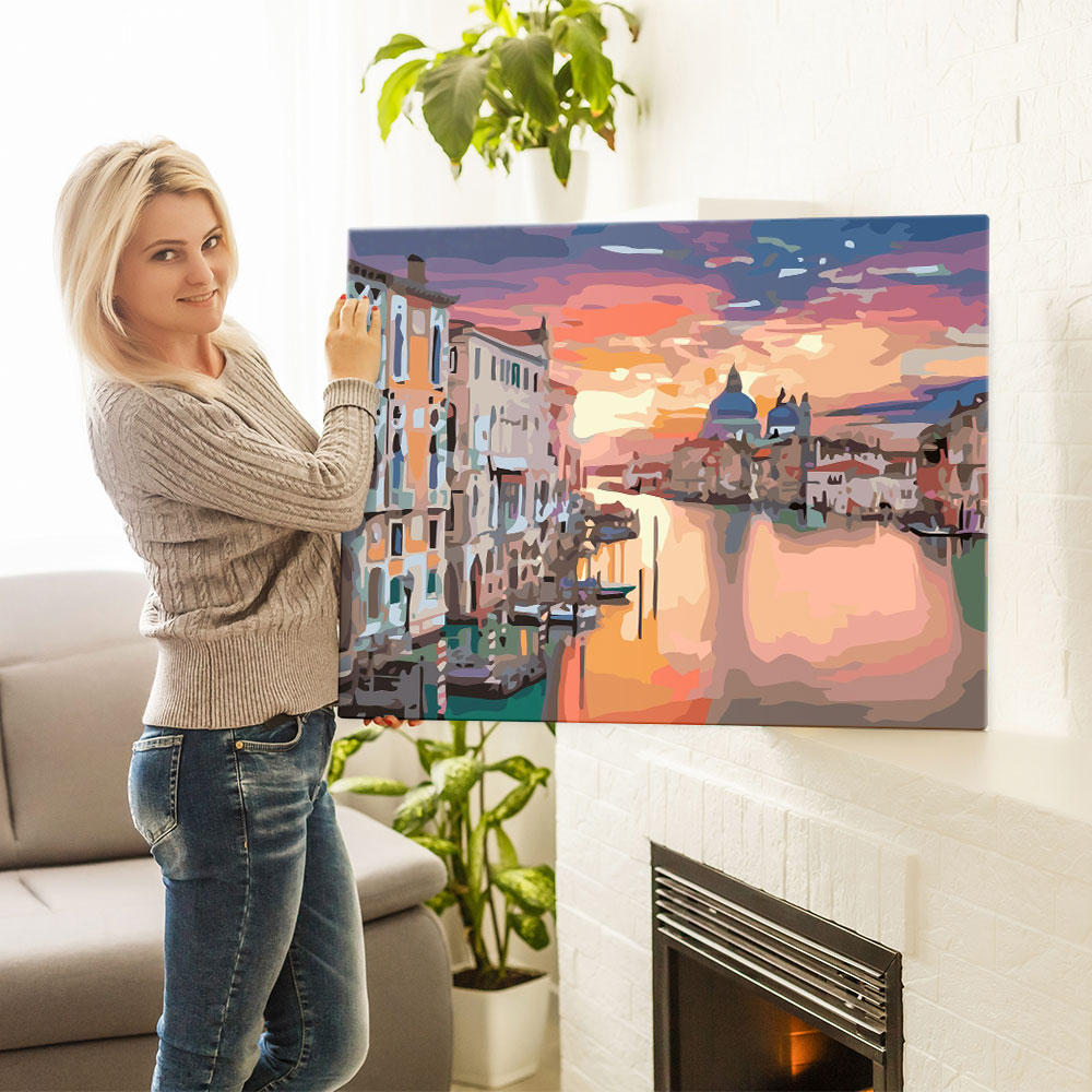 Malen nach Zahlen Set Bild Sonnenuntergang in Venedig