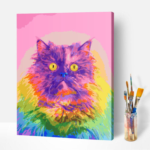 Malen nach Zahlen Set Leinwand Colorful Cat