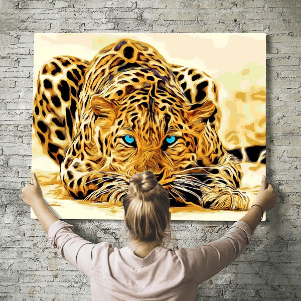 Malen nach Zahlen Set - Blue Eyes Leopard