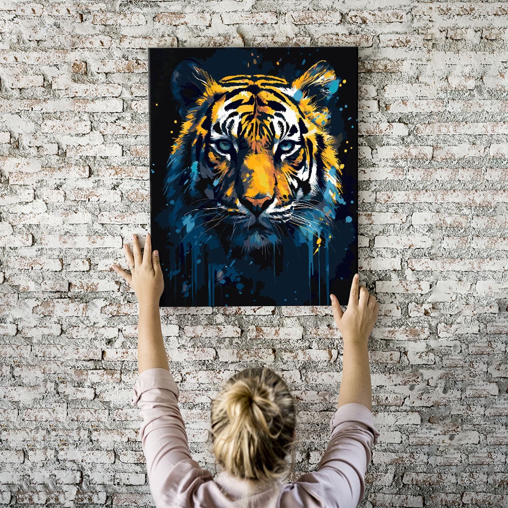 Malen nach Zahlen Set Wandbild Tiger watercolor