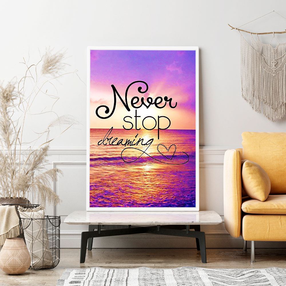 Diamond Painting Strass Special Wandgestaltung Never stop dreaming