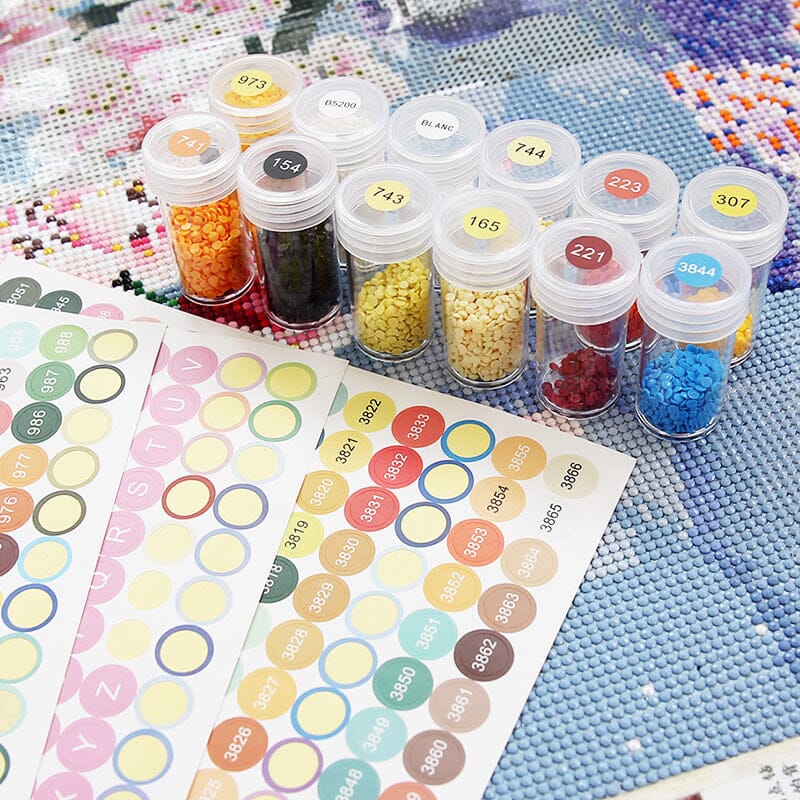 Diamond Painting - DMC Sticker - 4 Bögen - Rund