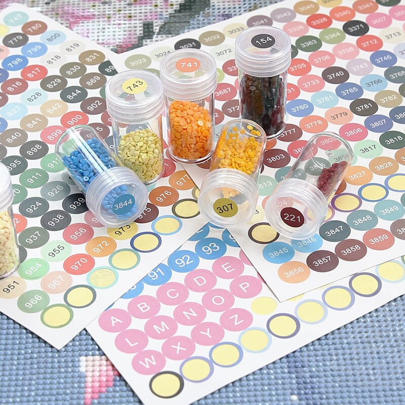 Diamond Painting - DMC Sticker - 4 Bögen - Rund