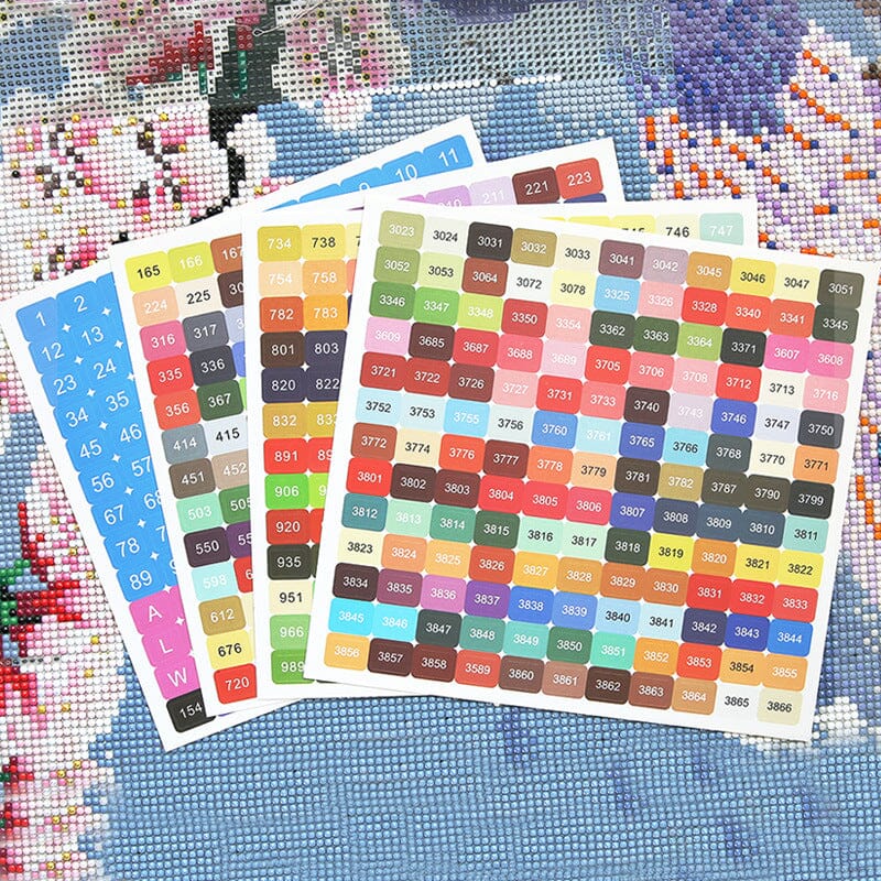 Diamond Painting - DMC Sticker - 4 Bögen - Eckig