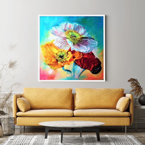 Diamond Painting Wandgestaltung Aquarellblumen