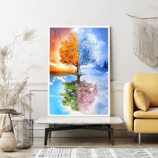 Diamond Painting Wandgestaltung Baum der 4 Jahreszeiten