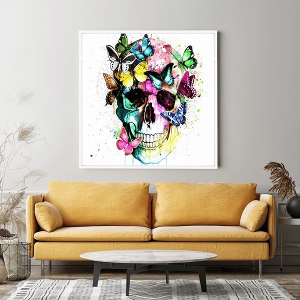 Diamond Painting Wandgestaltung Totenkopf "Schmetterlingstanz"