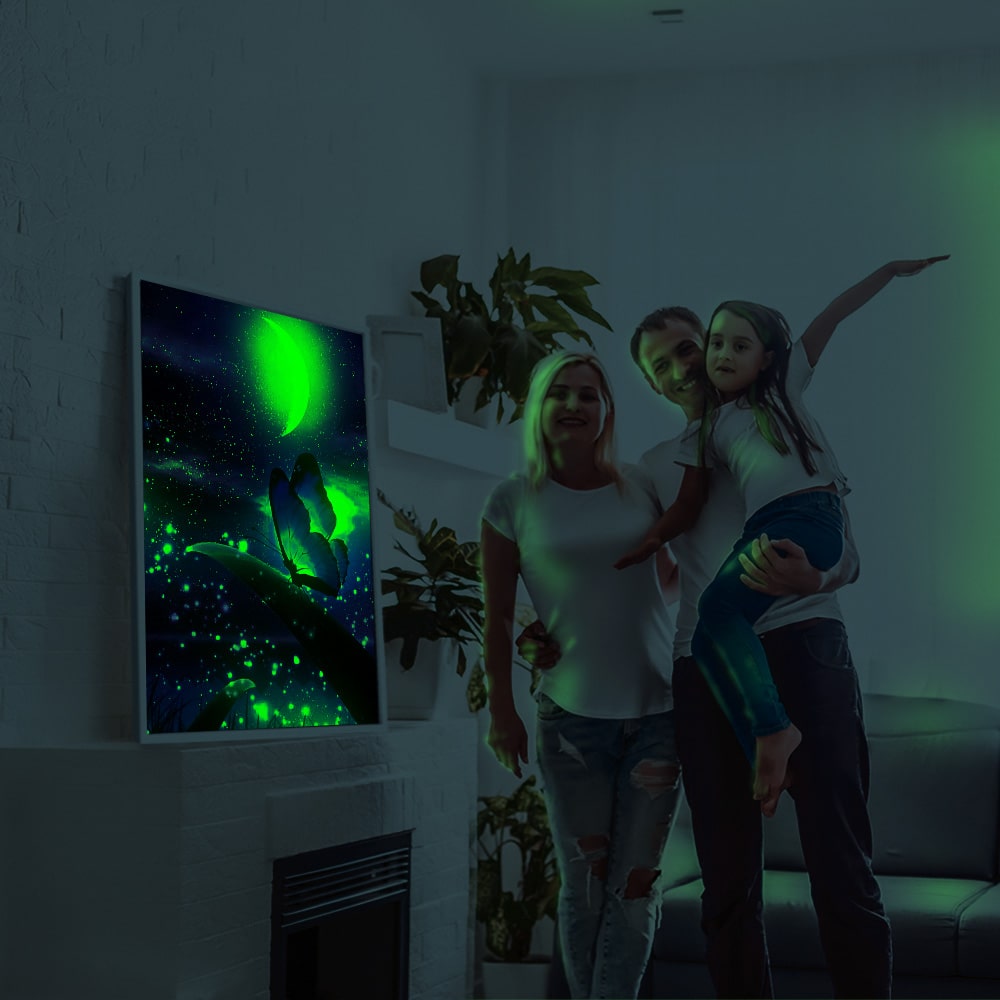 Diamond Painting Leuchtbild Special Bild Schmetterling im Mondschein