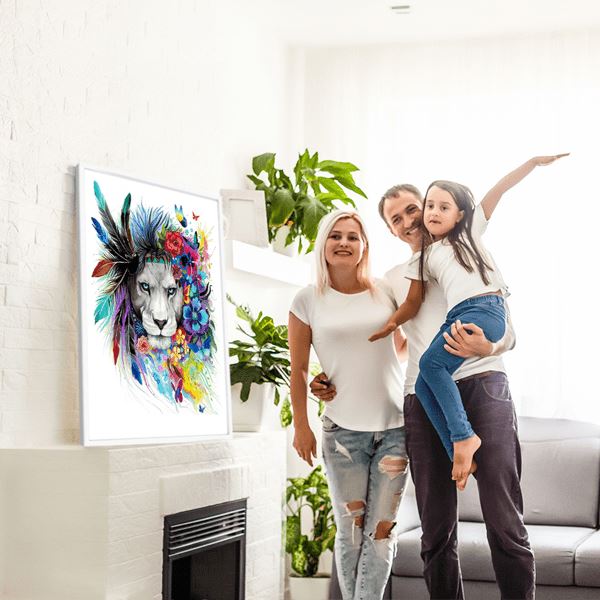 Diamond Painting Bild Löwe "Bunte Feder"