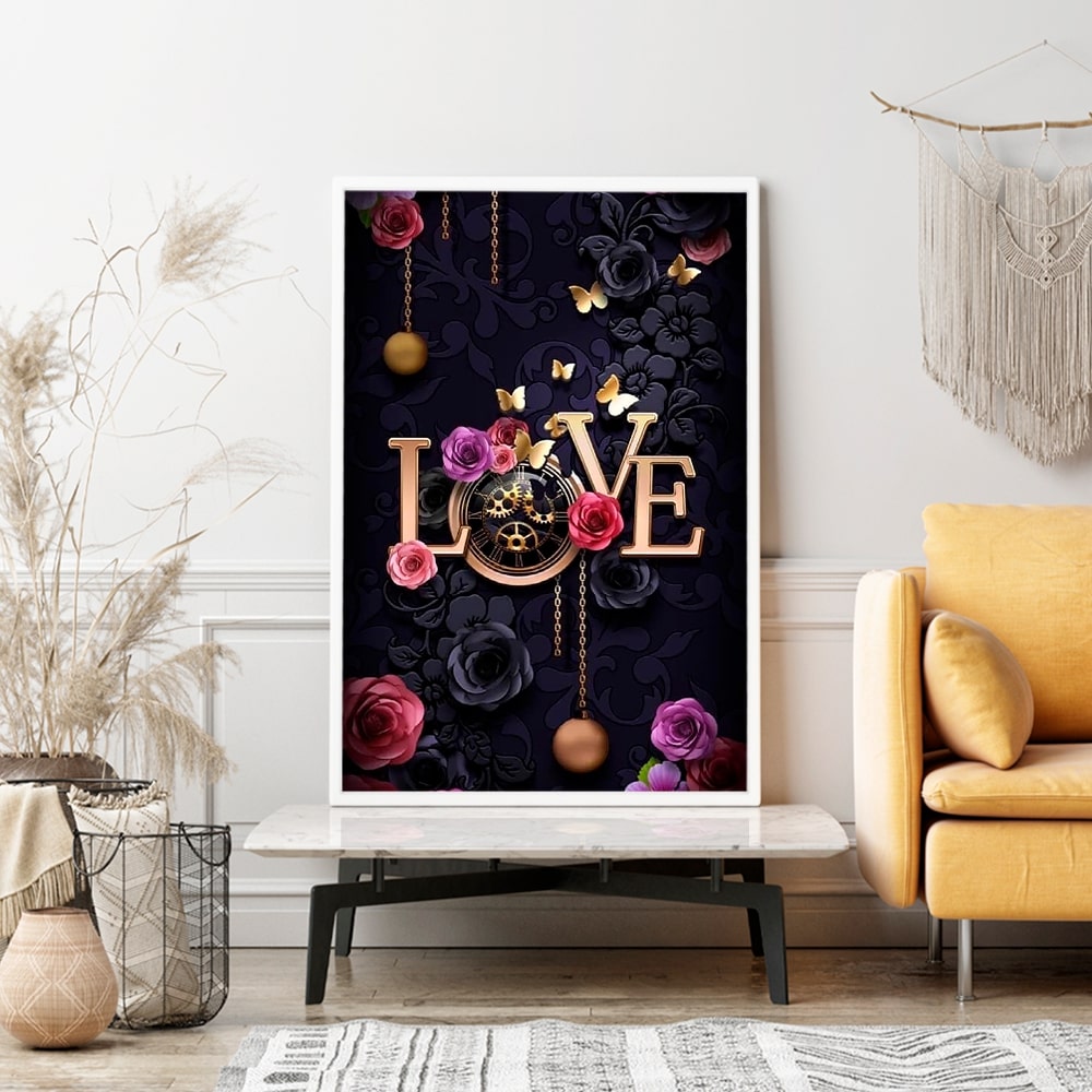 Diamond Painting Wandgestaltung Love O´Clock