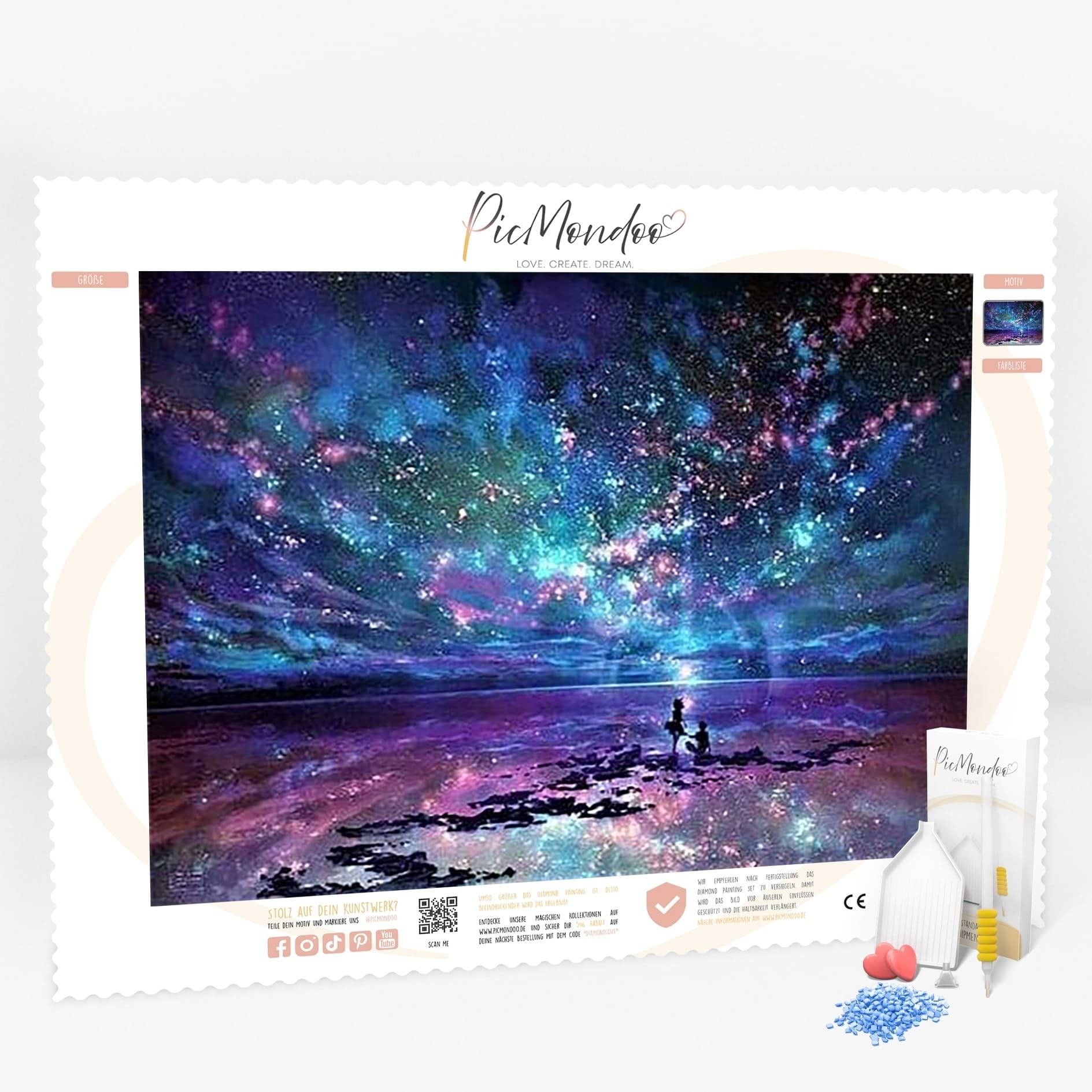 Diamond Painting Leinwand Ozean trifft auf Universum