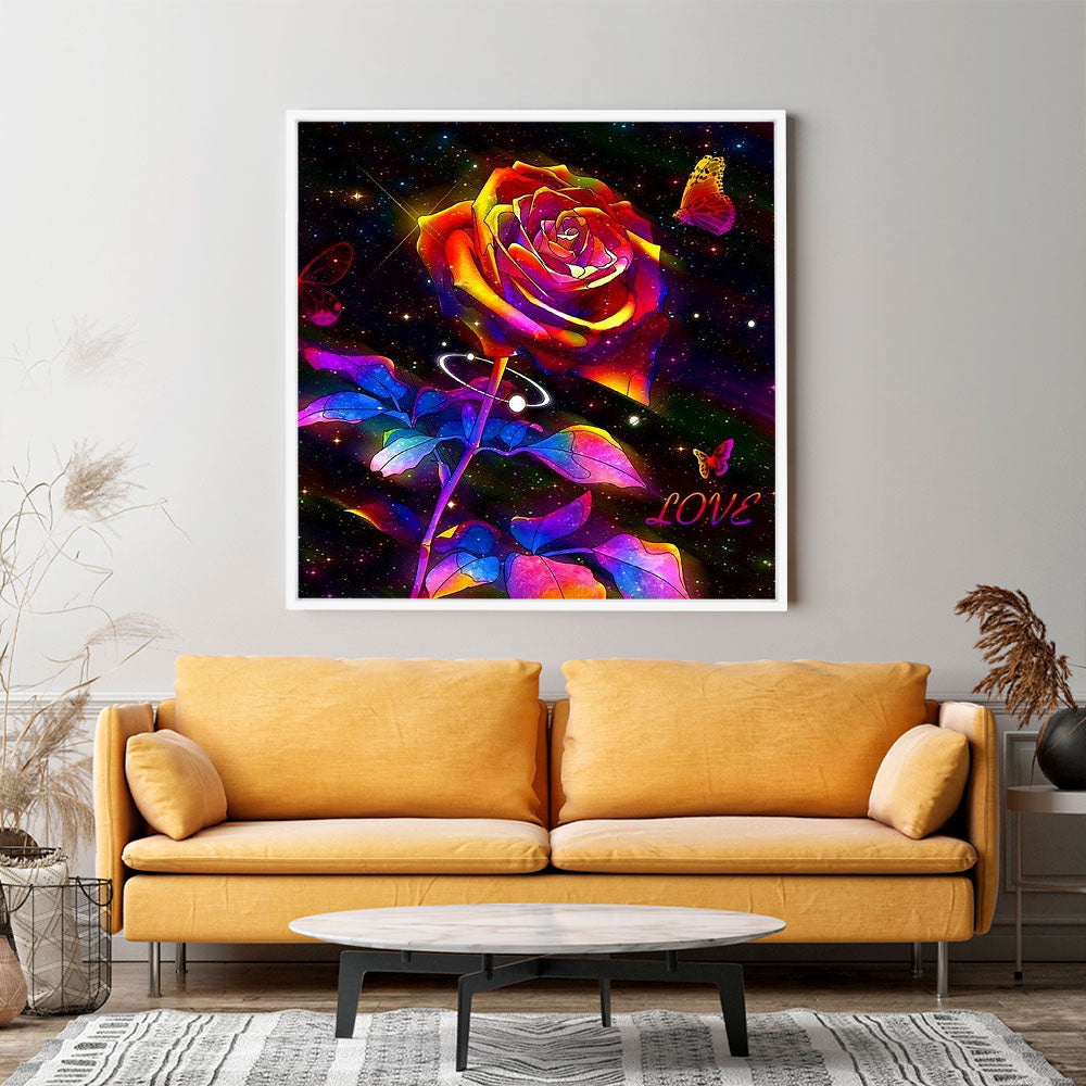 Diamond Painting Wandgestaltung Rose des Universums