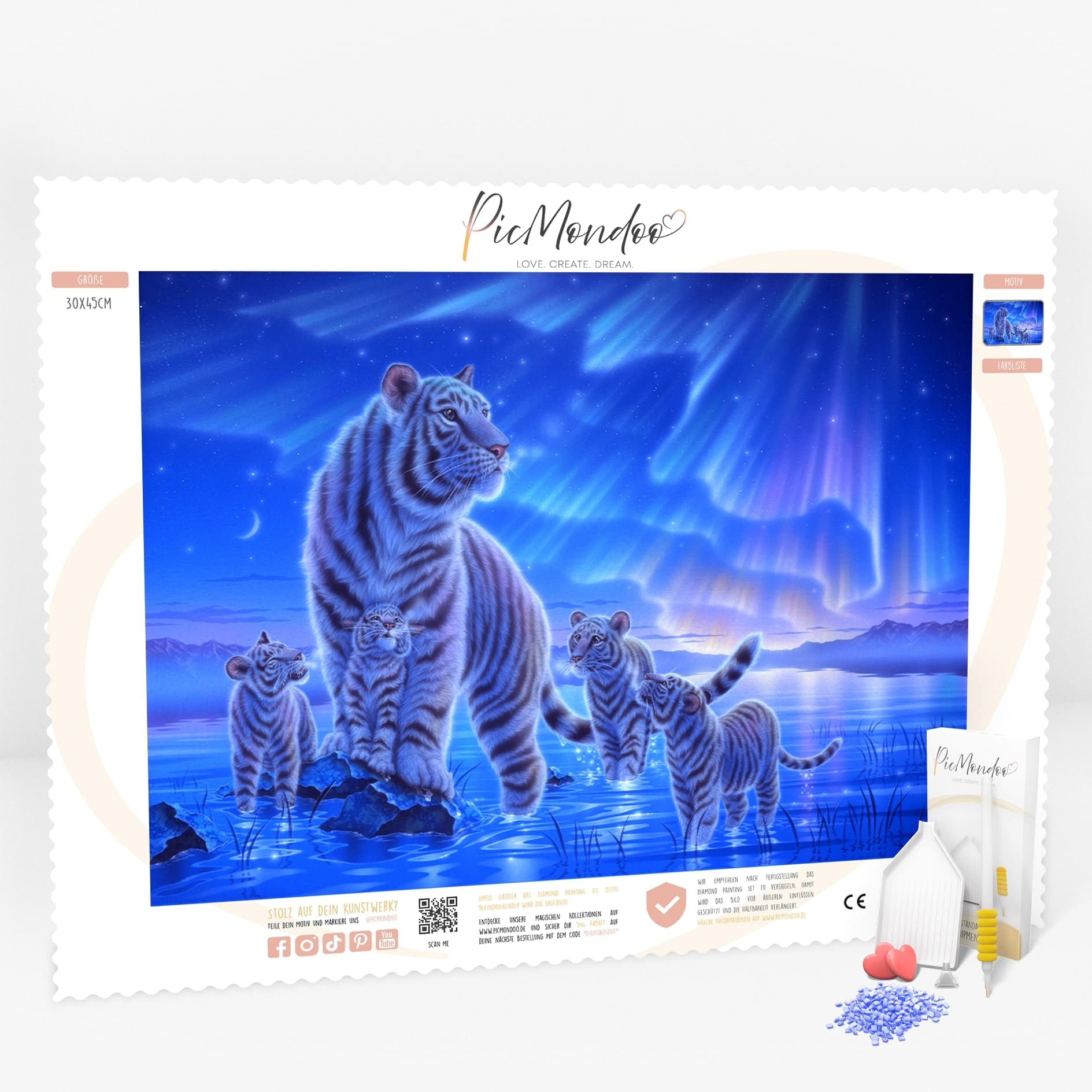 Diamond Painting Strass Special Leinwand XL Tigerfamilie