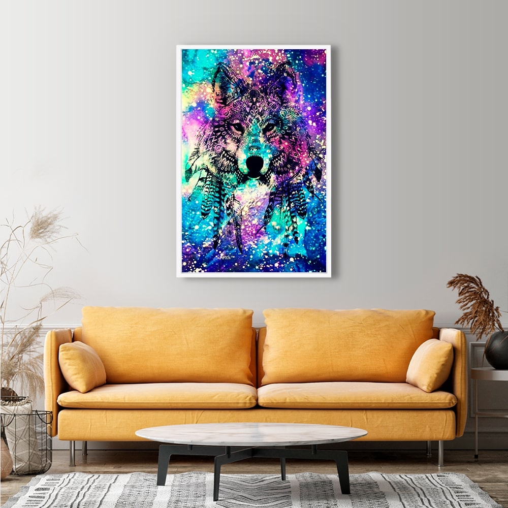 Diamond Painting XXL Bild Colorful Wolf of Dreams