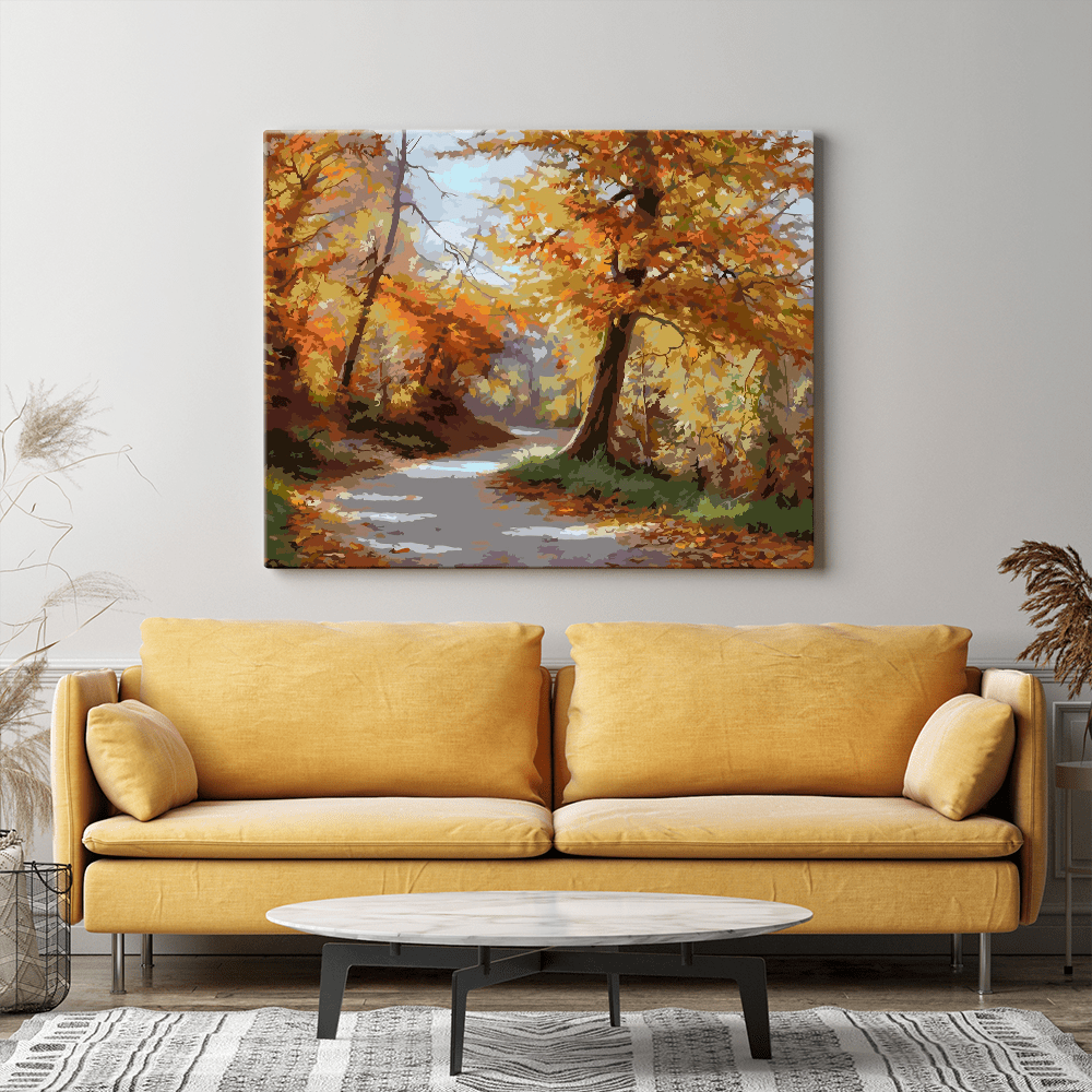 Malen nach Zahlen Set Wandgestaltung Herbstspaziergang