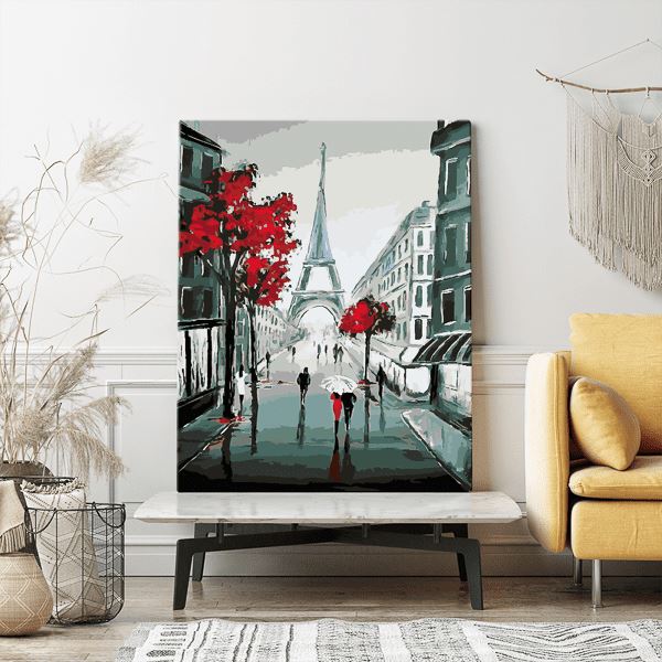 Malen nach Zahlen Foto Rote Liebe in Paris