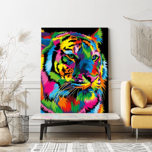 Malen nach Zahlen Foto Der bunte Tiger