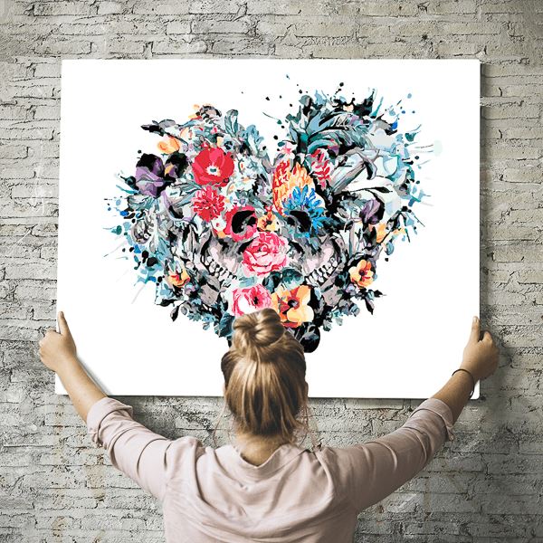 Malen nach Zahlen Wandbild Totenköpfe "Love Forever"