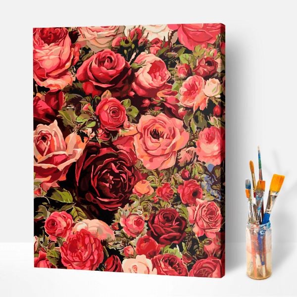 DIY Malen nach Zahlen Set für Erwachsene- Rosenblüten