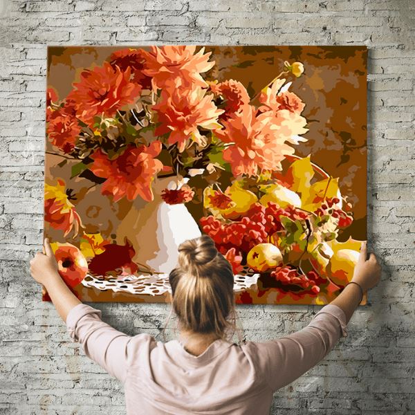 Malen nach Zahlen Wandbild Blumengedeck