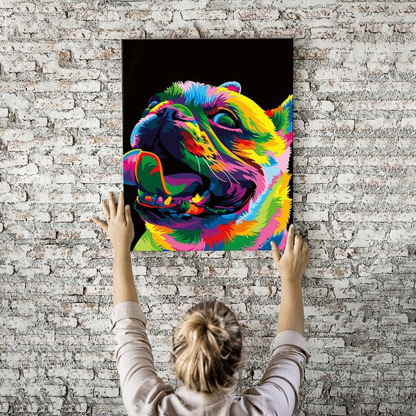 Malen nach Zahlen Wandbild Die bunte Bulldogge