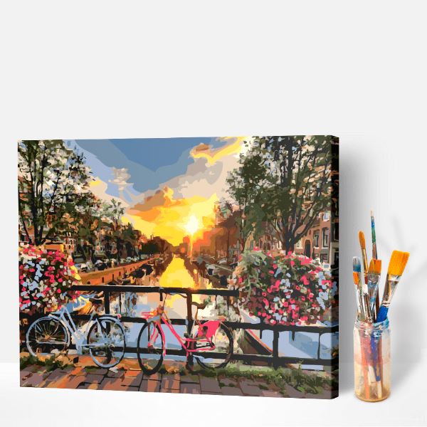 Malen nach Zahlen fertiges Motiv Schönes Amsterdam