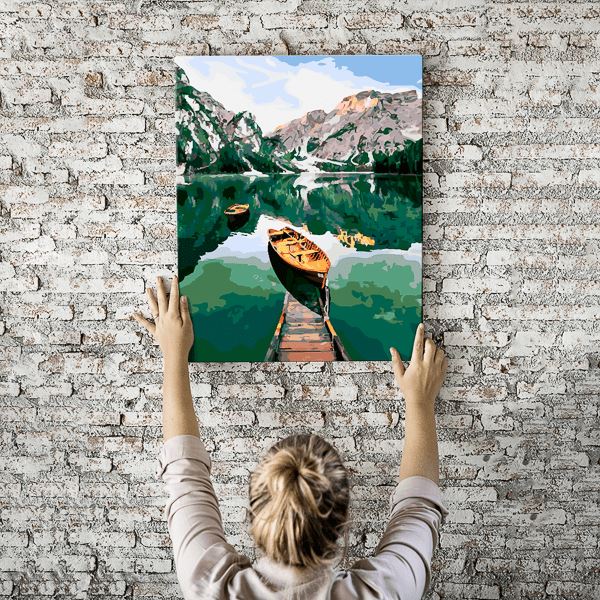 Malen nach Zahlen Wandbild Das Boot am See