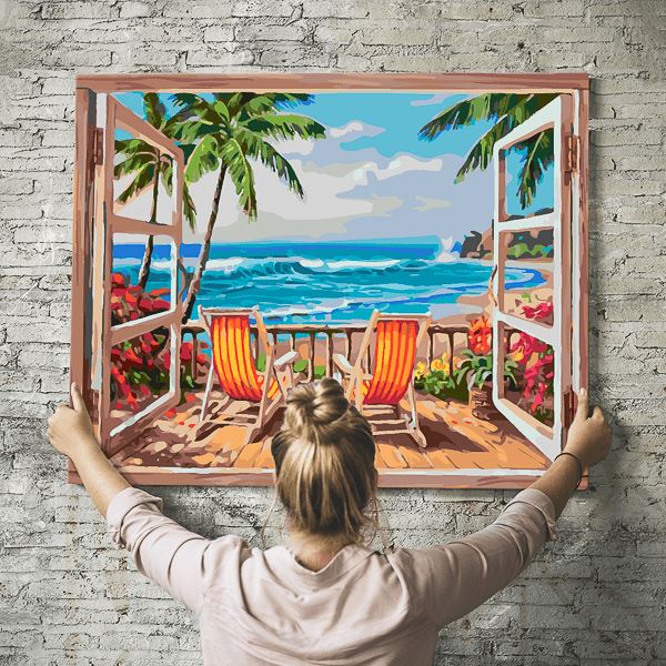 Malen nach Zahlen Wandbild Aussicht aufs Meer