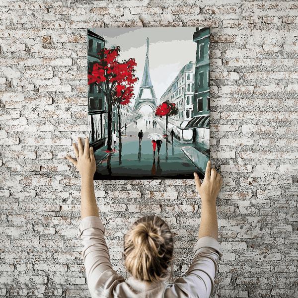 Malen nach Zahlen Wandbild Rote Liebe in Paris